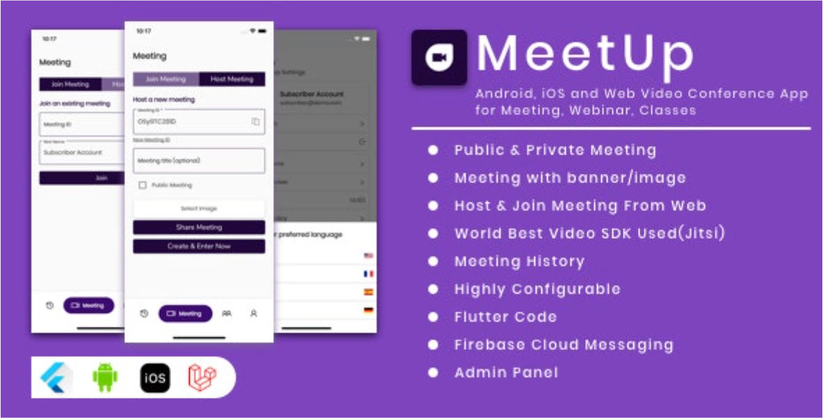 MeetUp: Android, iOS and Web Video Conference App